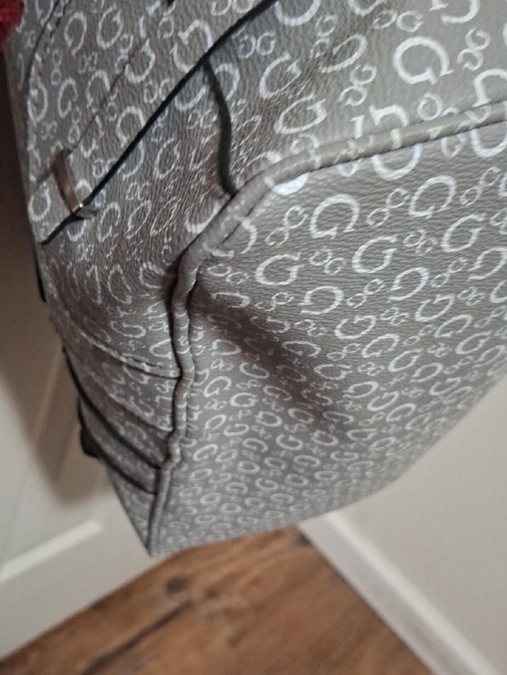 GUESS Gray Monogram Tote with Beige Handles - Picture 7 of 16
